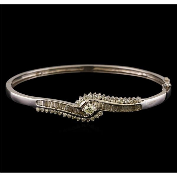 1.17 ctw Diamond Bangle Bracelet - 14KT White Gold