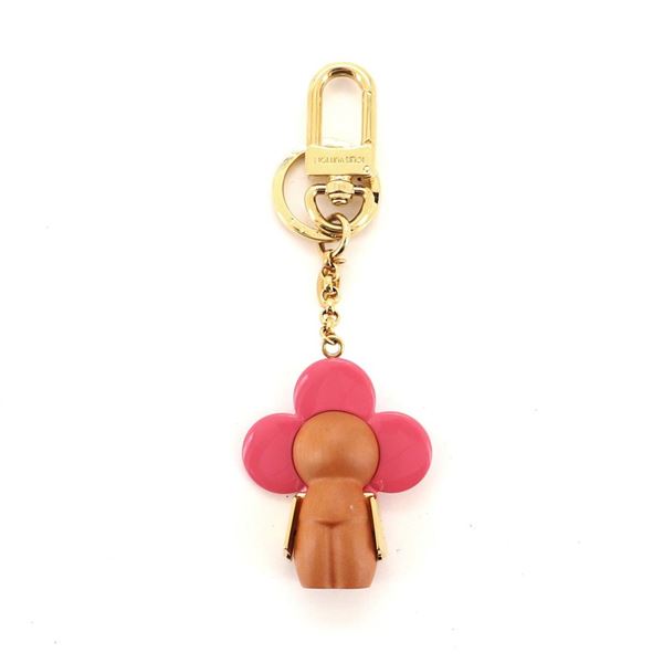 Louis Vuitton Vivienne Doudoune Bag Charm and Key Holder Wood and Resin Pink