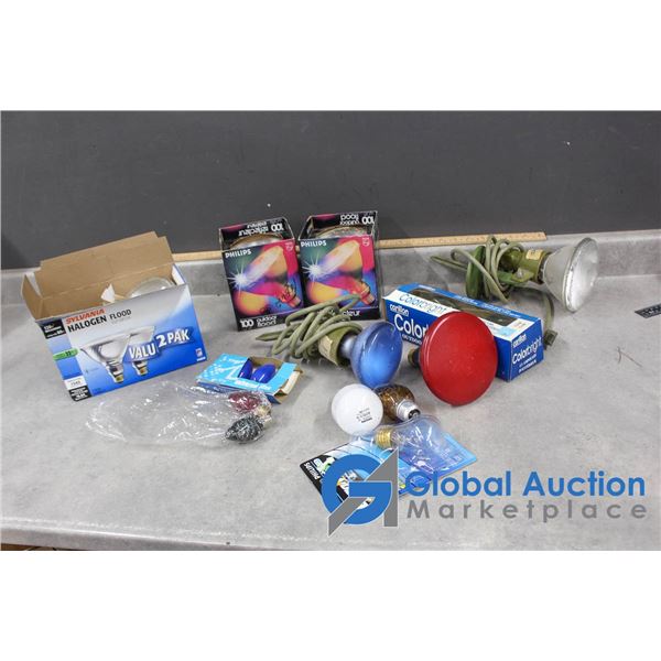 Assorted Outdoor Flood Lights and Other Bulbs