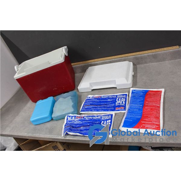 Red Cooler WIth Freezer Packs