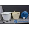 Image 8 : Plastic Wash Tub, Pail and Water Jug w/Spigot