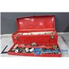 Image 1 : Red Metal Tool Box w/Tools