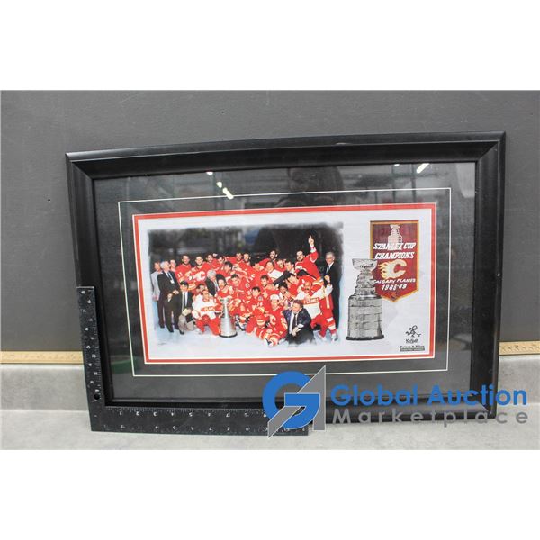 Framed Calgary Flames 1988/89 Stanley Cup Championship Photo