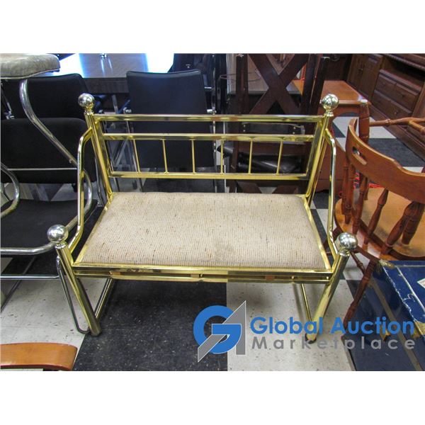 **Brass & Fabric Bench