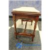 Image 5 : **Vintage Ornate Wooden Upholsted Top Foot Stool