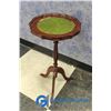 Image 2 : **Vintage Wooden Single Plant Stand w/Green Leather insert