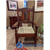 Image 1 : Large Beautiful Solid Wooden Antique Chair w/ Cushion
