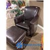 Image 4 : Beautiful Leather Chair & Ottomon - Show Room Condition - Hardly Used