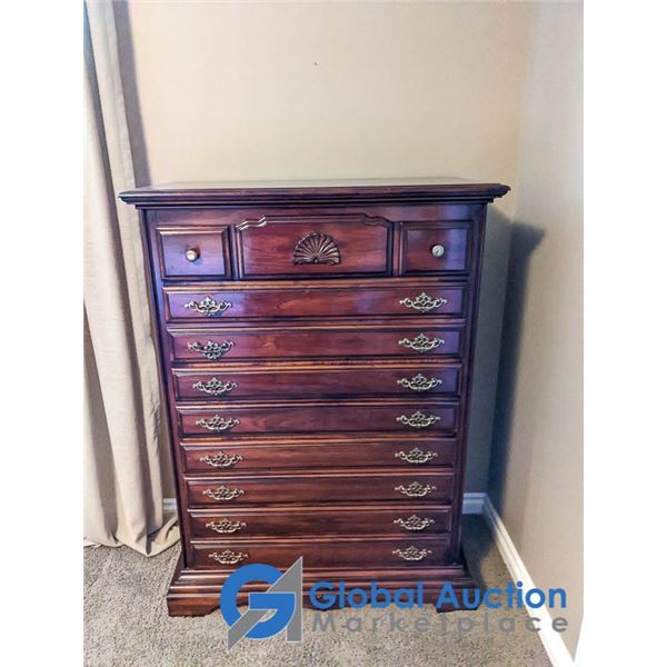 French Provincial Five Drawer High Boy Dresser w/ Dove Tail Drawers