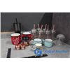 Image 1 : Rustic Look Glasses, Cups, Candles, etc