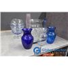 Image 1 : Assorted Glass Vases - Blue Glass & Color Accents