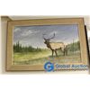 Image 2 : **Framed Elk Painting By A. Ross Dated 1989