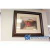 Image 1 : **Framed Lakeside Boat Picture
