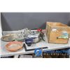 Image 1 : Vintage Kitchen Items, Chrome Toaster, and Tree Stand w/ Wooden Fruit Crate