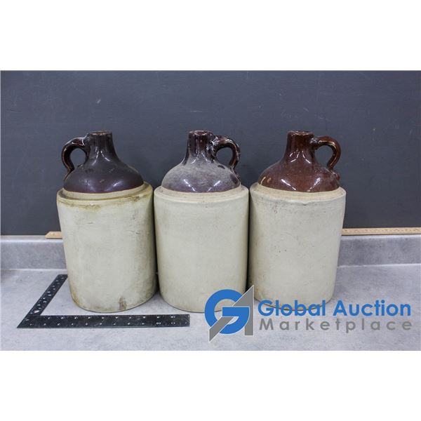 (3) Stoneware Finger Jugs