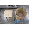 Image 2 : **Wooden Stool and Wicker Plant Stand
