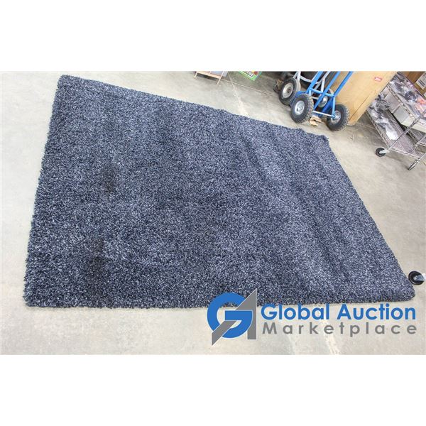 **Navy Blue Deep Pile Area Rug - Excellent Condition, Clean, No Smoke/Pets