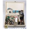 Image 1 : VARIOUS OLD JEWELRY IN WOODEN BOX