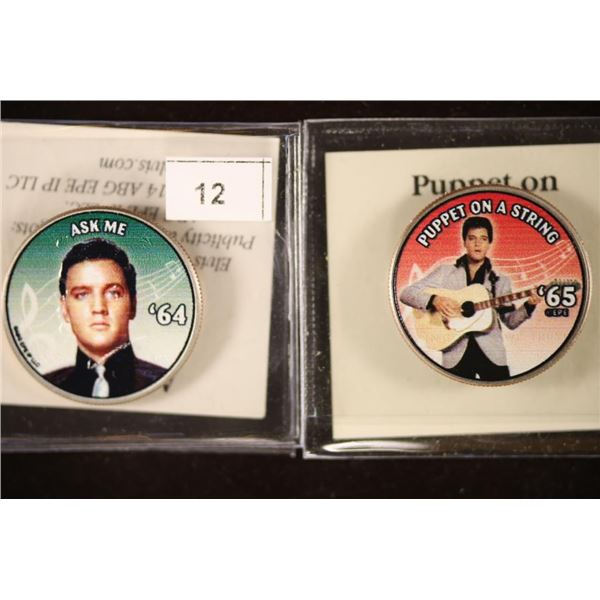 2-COLORIZED ELVIS PRESLEY COINS ON KENNEDY HALF