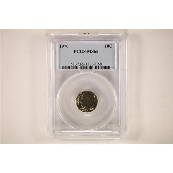 1970 ROOSEVELT DIME PCGS MS65