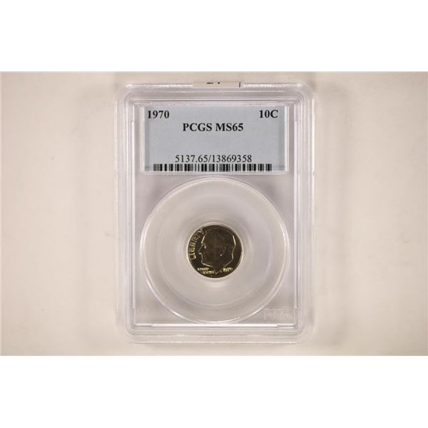 1970 ROOSEVELT DIME PCGS MS65