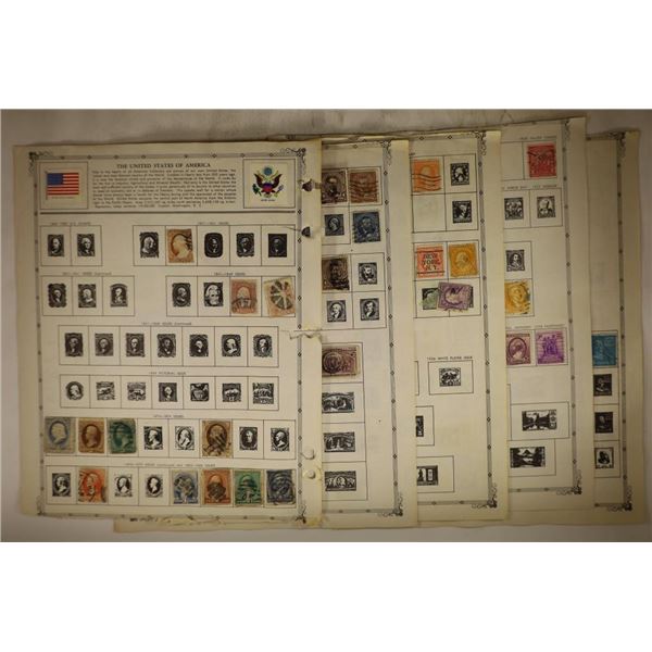 5 PAGES OF STAMPS, UNITED STATES, 1890-1893 ISSUES