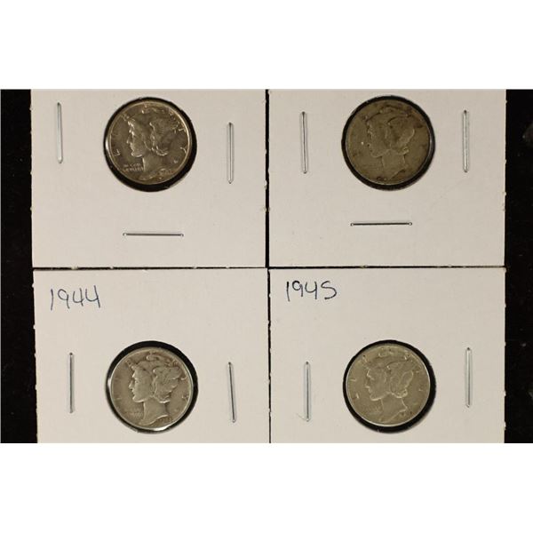 1942-S,1943-S,1944 & 1945 SILVER MERCURY DIMES