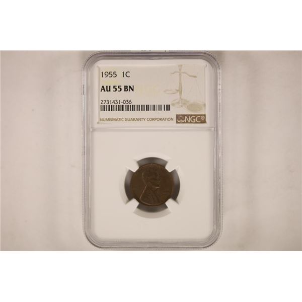 1955 LINCOLN CENT NGC AU55BN