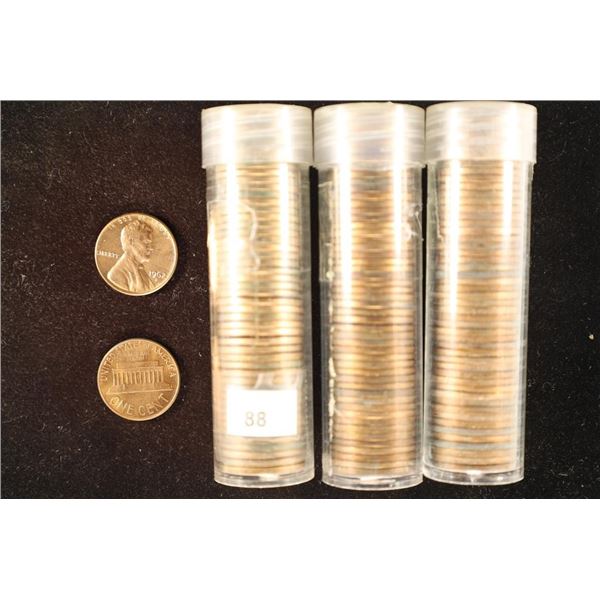 3 SOLID DATE ROLLS OF BRILLIANT UNC LINCOLN CENTS