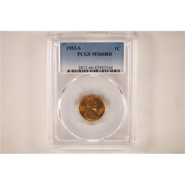 1953-S LINCOLN CENT PCGS MS66RD