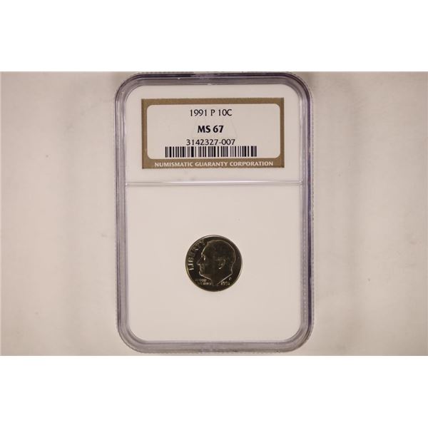 1991-P ROOSEVELT DIME NGC MS67