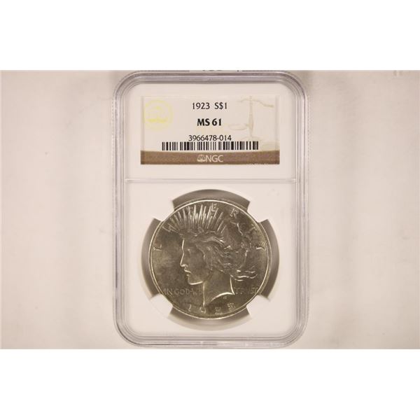 1923 PEACE SILVER DOLLAR NGC MS61