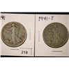 Image 1 : 1941 & 1941-S WALKING LIBERTY HALF DOLLARS