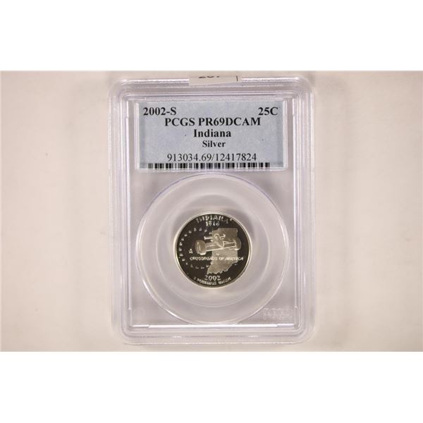 2002-S SILVER INDIANA QUARTER PCGS PR69 DCAM