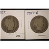 Image 1 : 1902 & 1907-D BARBER HALF DOLLARS