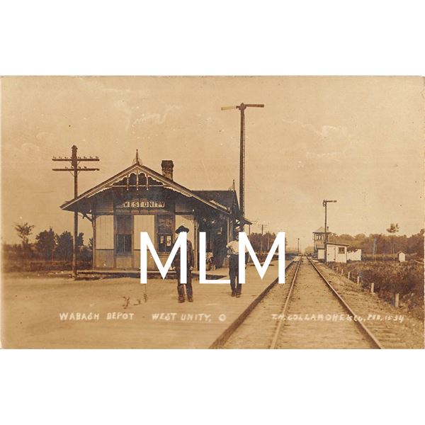 Wabash Train Depot West Unity, Ohio Photo Postcard