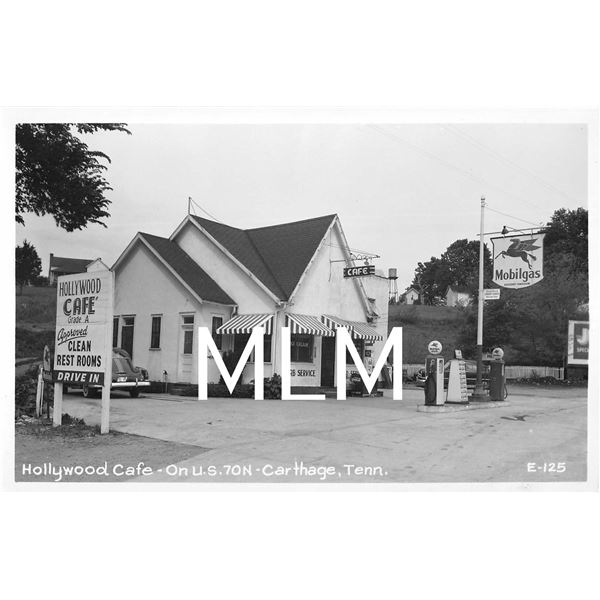 Hollywood Café Gas Station Carthage, Tennessee Photo Postcard