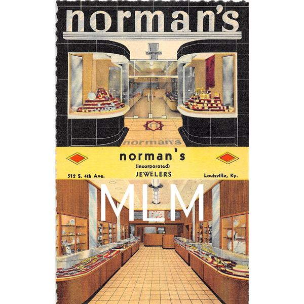 2 View Norman's Jewelers Louisville, Kentucky Linen Postcard