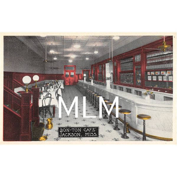 Bon-ton Café Soda Counter Interior Jackson, Mississippi Postcard