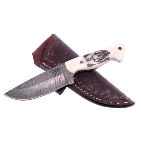 Yellowstone Grizzly Scrimshaw Damascus M.T. Knives