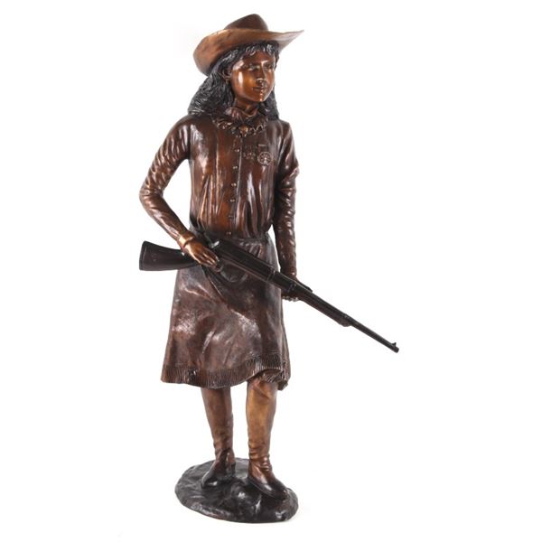 Large Annie Oakley w/ Rifle Bronze Sculpture