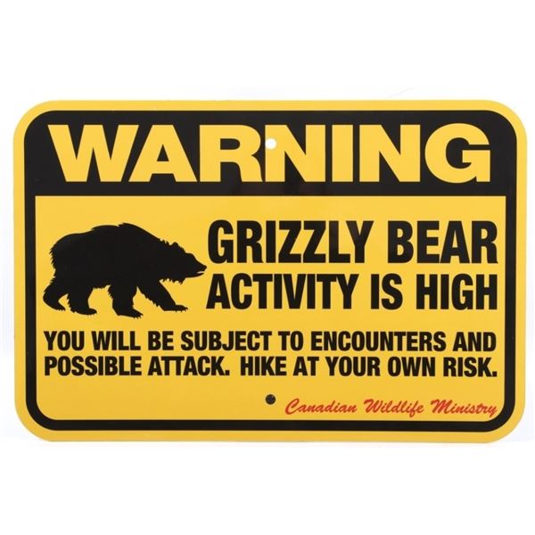 Grizzly Bear Warning Sign from Canada