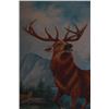 Image 8 : C.1885 Victorian Elk Painting In Hand Carved Frame