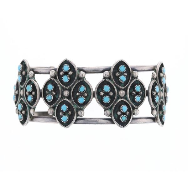 Navajo Old Pawn & Petite Point Turquoise Bracelet