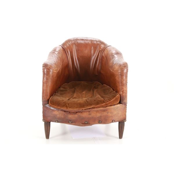 French Art Deco Leather Club Chair c. 19th Century