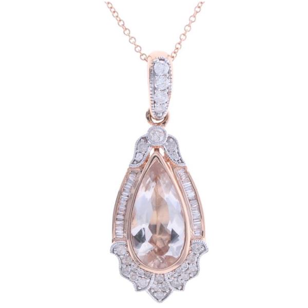 3.42cts Morganite Diamond & 14k Rose Gold Necklace