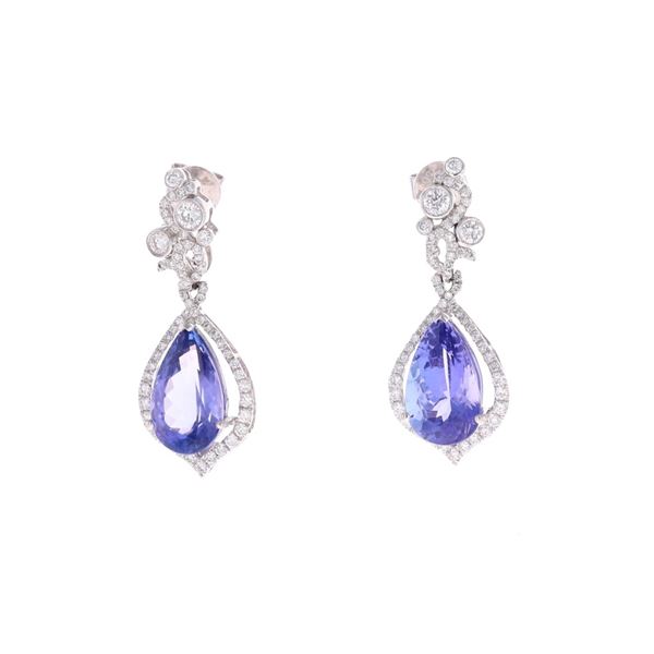 7.06cts Tanzanite VS2 Diamond & Platinum Earrings