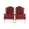 Image 1 : Cabriole Winged Maroon Velvet Chairs c Early 1900s