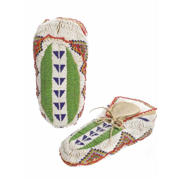 Lakota Sioux Fully Top & Bottom Beaded Moccasins