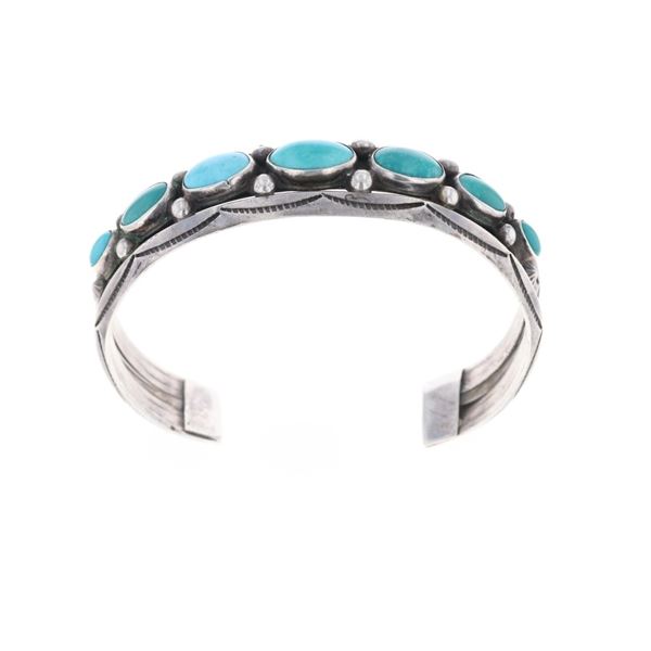 Navajo Old Pawn Sterling & Turquoise Bracelet